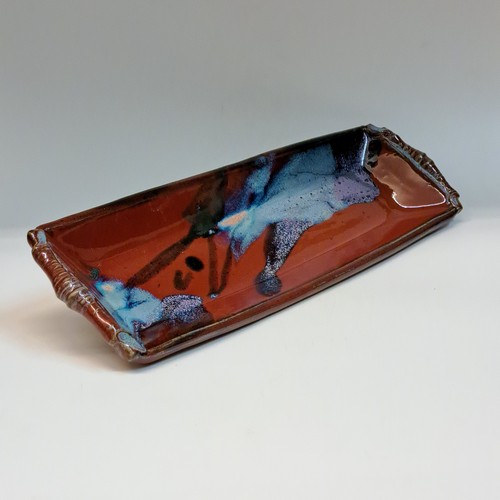 Click to view detail for #230772 Rectangular Platter Red/Blue/Teal $24